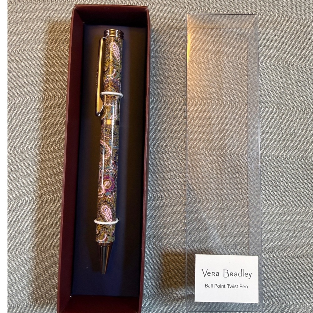 Vera Bradley Ball Point Twist Pen Buta Spray Paisley Metal Black Ink 51299-20344